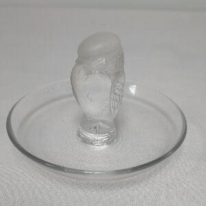 Vintage Lalique Rapace Frosted Crystal Dish With an Owl